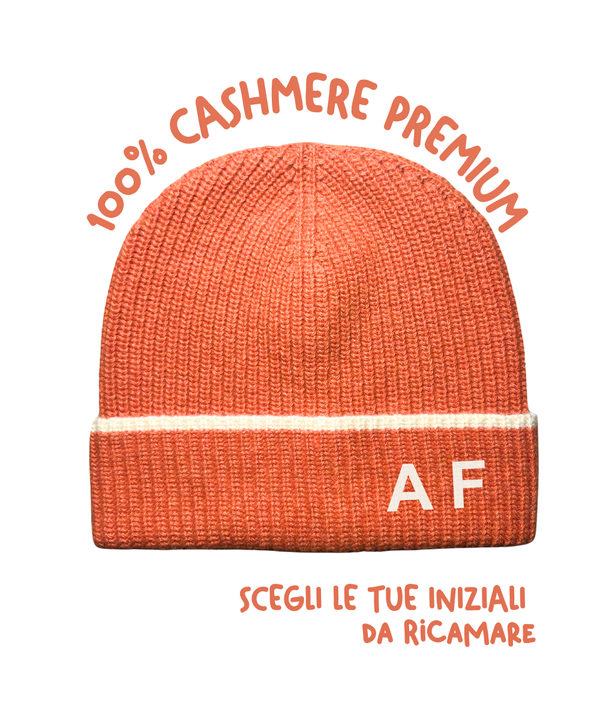 Cappellino 100% cashmere puro personalizzabile con le iniziali - Mango - Berrettomorbido con risvolta di qualità premium - Made in italy