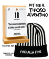 Kit del Tifoso Juventino: Il Calendario Top + Cappellino con cashmere del Tifoso Juventino con ricamo: "Fino alla Fine" - Bianconero - Berretto morbido di qualità premium - Made in italy