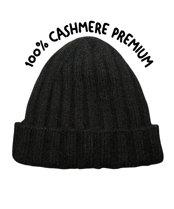 Cappellino 100% cashmere puro - Nero - Berretto morbido di qualità premium - Made in italy