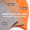Cappellino rasato 100% cashmere puro - Grigio - Beanie rasato con costa - Berretto morbido di qualità premium - Made in italy