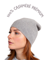Cappellino rasato 100% cashmere puro - Grigio - Beanie rasato con costa - Berretto morbido di qualità premium - Made in italy