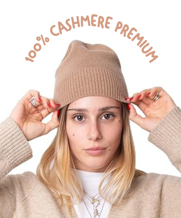 Cappellino rasato 100% cashmere puro - Cammello - Beanie rasato con costa - Berretto morbido di qualità premium - Made in italy