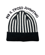 Cappellino con cashmere del Tifoso Juventino - Bianconero - Berretto morbido di qualità premium - Made in italy