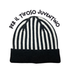 Cappellino con cashmere del Tifoso Juventino - Bianconero - Berretto morbido di qualità premium - Made in italy