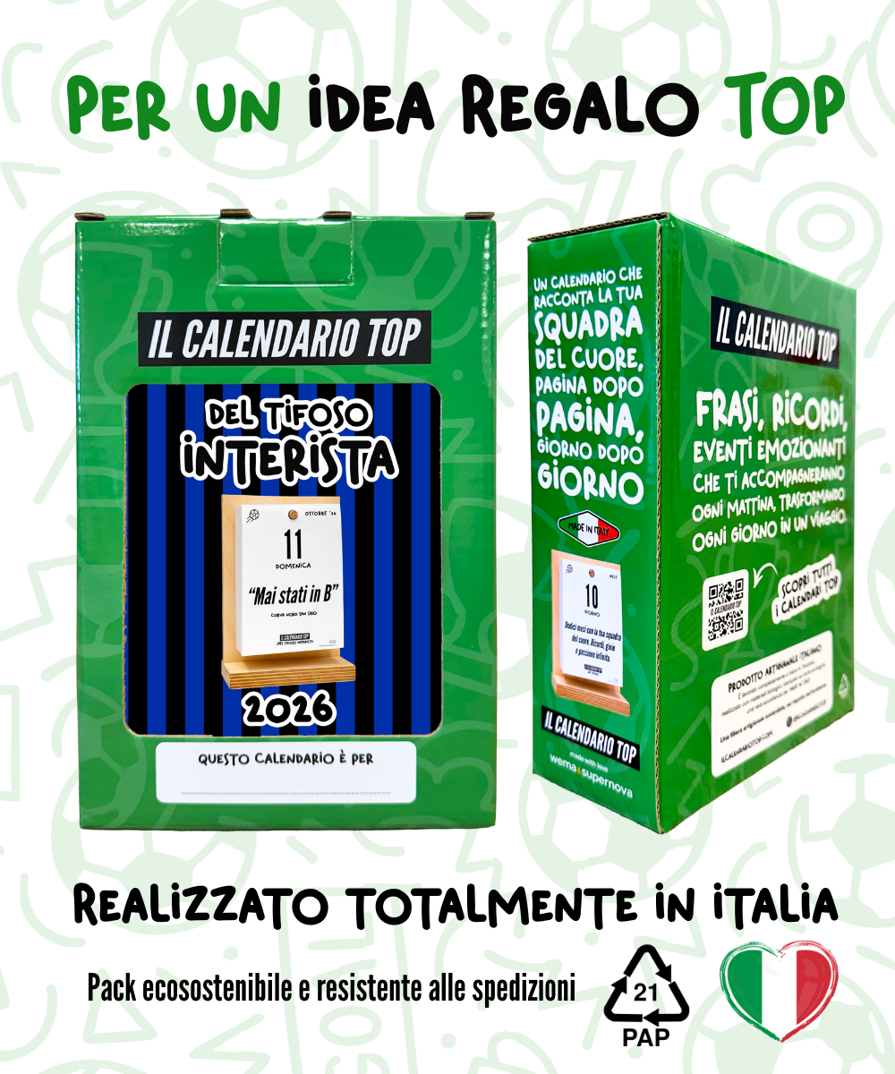 Kit del Tifoso Interista: Il Calendario Top + Cappellino con cashmere del Tifoso interista - Nerazzurro - Berretto morbido di qualità premium - Made in italy