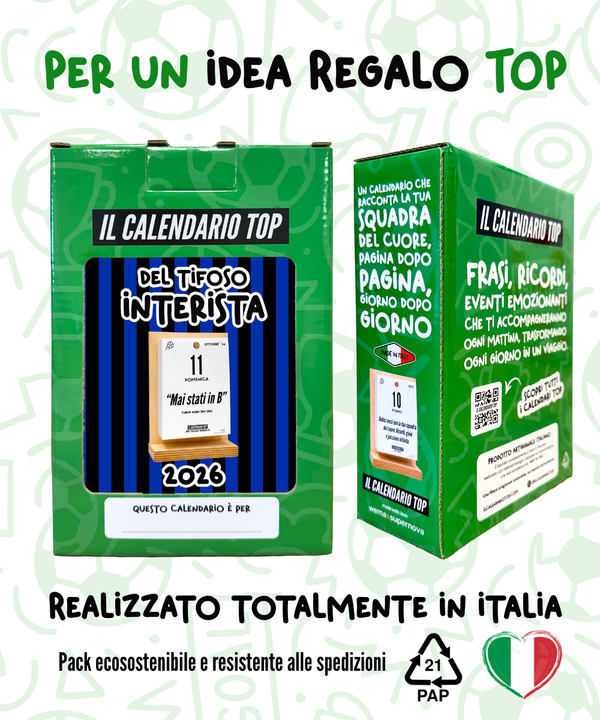 Kit del Tifoso Interista: Il Calendario Top + Cappellino con cashmere del Tifoso interista - Nerazzurro - Berretto morbido di qualità premium - Made in italy