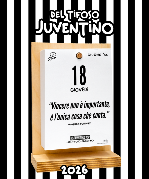 Kit del Tifoso Juventino: Il Calendario Top + Cappellino con cashmere del Tifoso Juventino - Bianconero - Berretto morbido di qualità premium - Made in italy