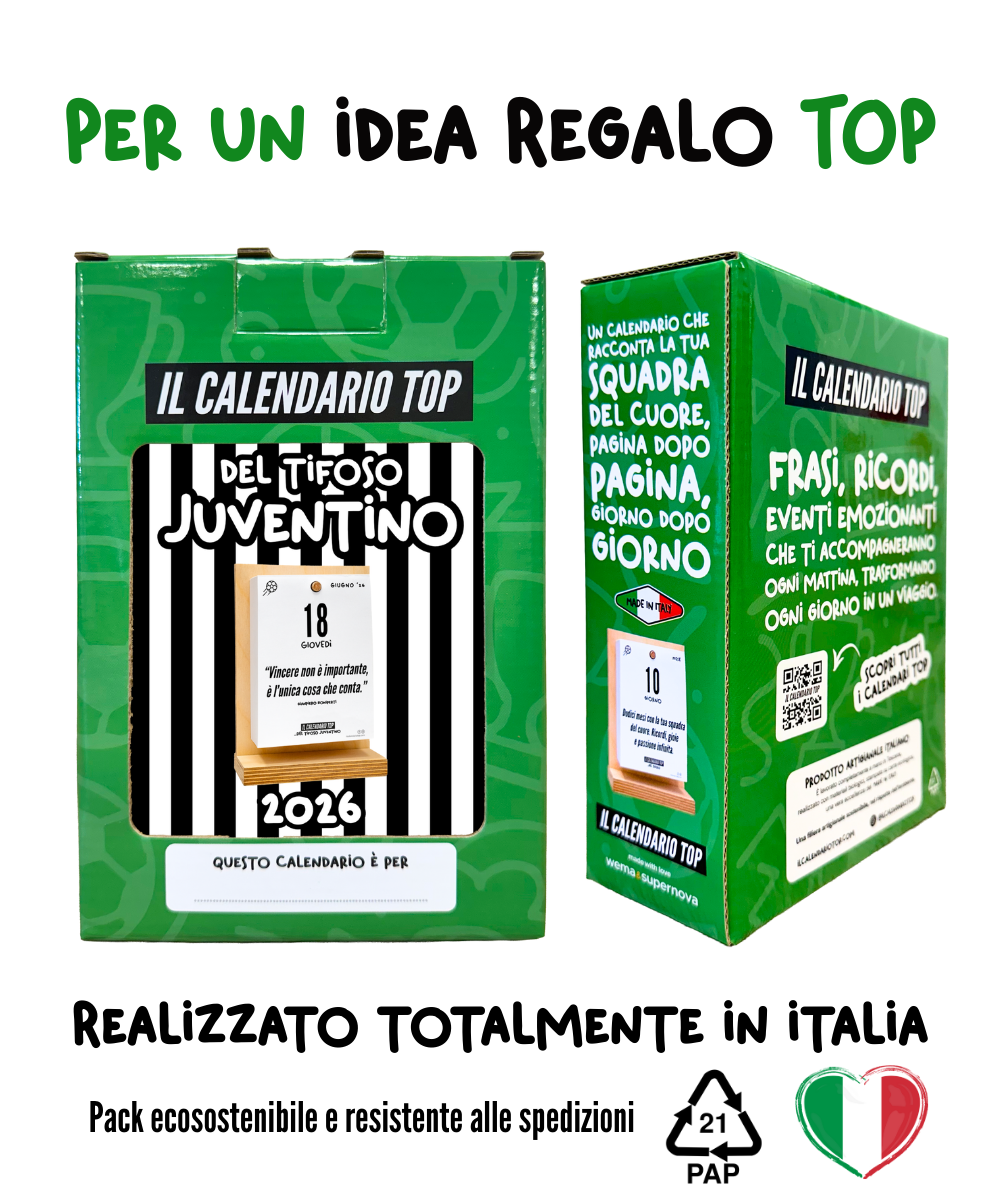Kit del Tifoso Juventino: Il Calendario Top + Cappellino con cashmere del Tifoso Juventino - Bianconero - Berretto morbido di qualità premium - Made in italy