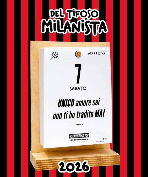 Kit del Tifoso Milanista: Il Calendario Top + Cappellino con cashmere del Tifoso Milanista - Rossonero - Berretto morbido di qualità premium - Made in italy