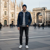 Cappellino con cashmere del Tifoso interista con ricamo: "Mai Stati in B" - Nerazzurro - Berretto morbido di qualità premium - Made in italy