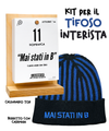 Kit del Tifoso Interista: Il Calendario Top + Cappellino con cashmere del Tifoso interista con ricamo: "Mai Stati in B" - Nerazzurro - Berretto morbido di qualità premium - Made in italy