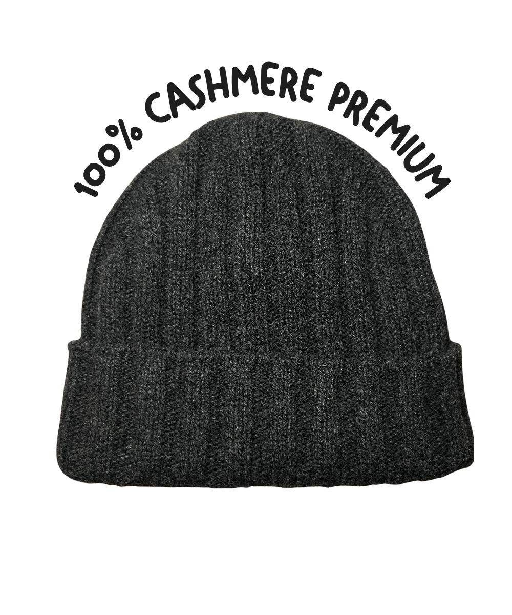 Cappellino 100% cashmere puro - Grigio - Berretto morbido di qualità premium - Made in italy