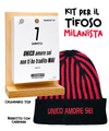 Kit del Tifoso Milanista: Il Calendario Top + Cappellino con cashmere del Tifoso Milanista con ricamo: "Unico amore sei" - Rossonero - Berretto morbido di qualità premium - Made in italy