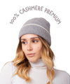 Cappellino 100% cashmere puro - Grigio chiaro - Berretto con risvolta morbido di qualità premium - Made in italy
