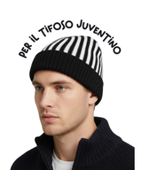 Cappellino con cashmere del Tifoso Juventino - Bianconero - Berretto morbido di qualità premium - Made in italy