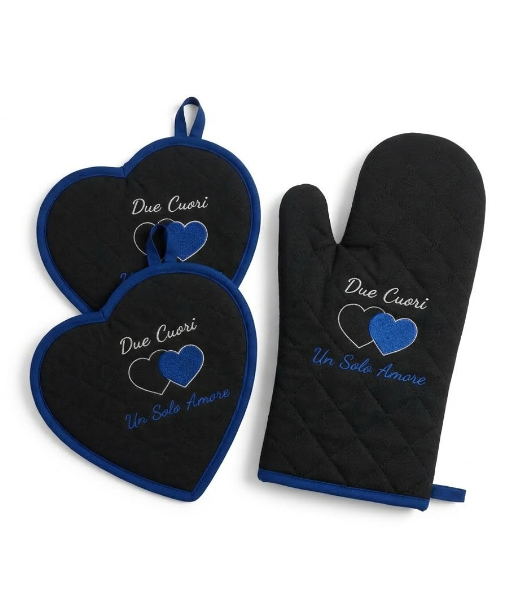 Kit Grigliata Tifoso Personalizzato Guanto e 2 Presine Cuore